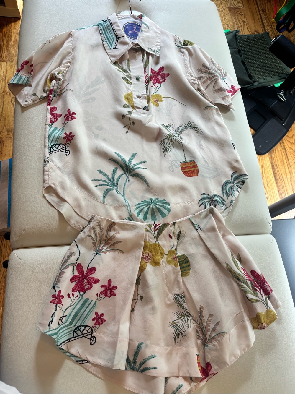 Isla & White Pale Pink Tropical Print Two-Piece Dress Set by Unknown